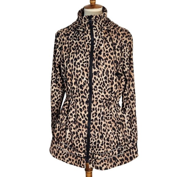 The Upside Jackets & Blazers - The Upside Leopard Print Ash Water Resistant Hooded Jacket Women's Size 8